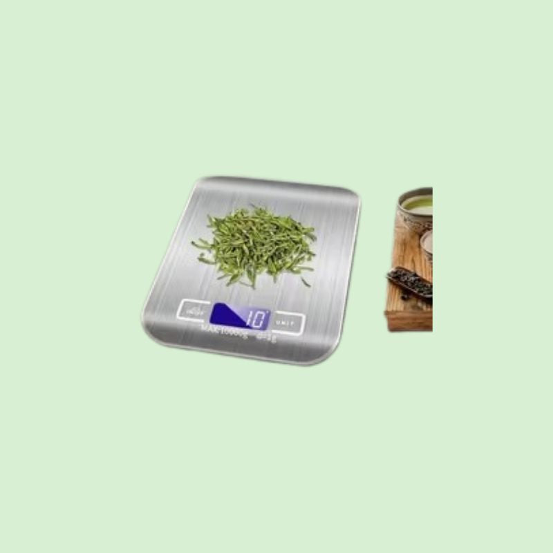 Balance de cuisine digitale en inox pesant des herbes avec précision de 1 g jusqu’à 5 kg
