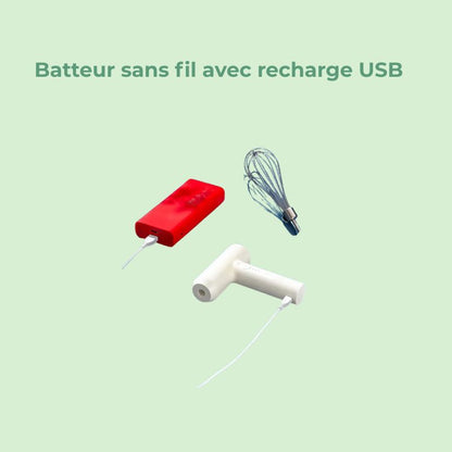 Batteur électrique sans fil montrant la recharge USB