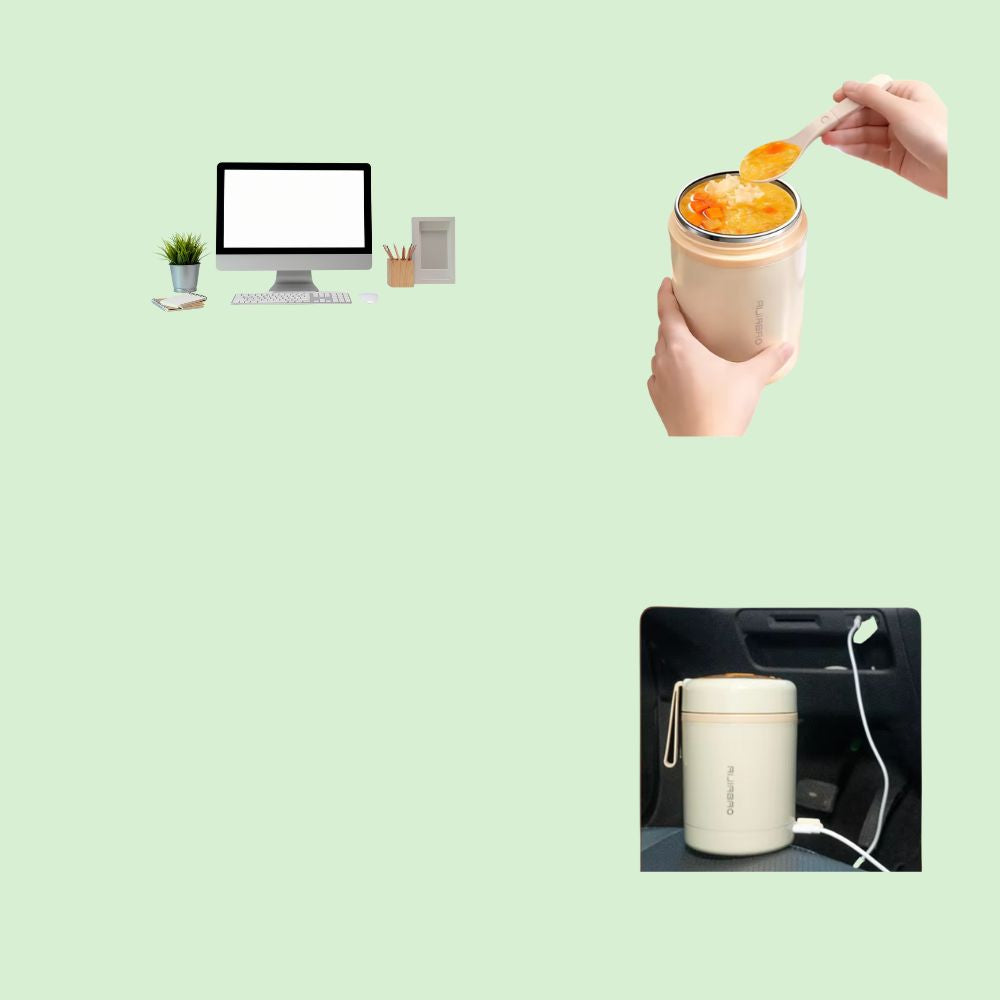 Boîte chauffante électrique inox 0,6 L portable pour emporter des repas chauds au bureau, en voiture ou en voyage