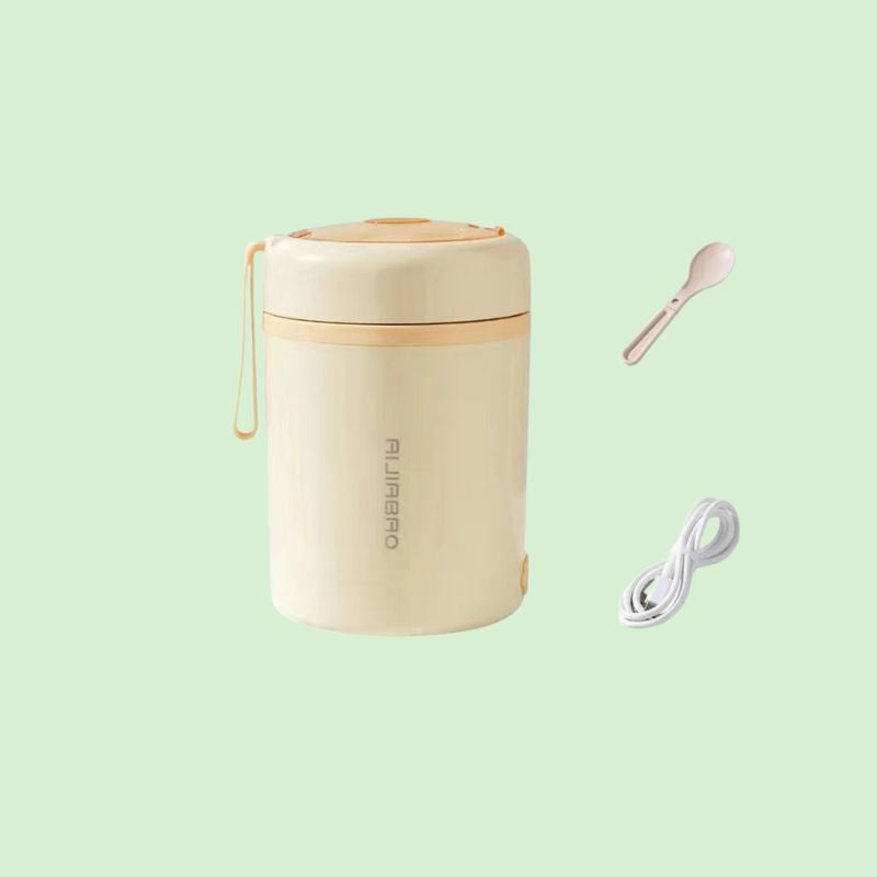 Boîte chauffante électrique inox 0,6 L couleur jaune, présentée seule