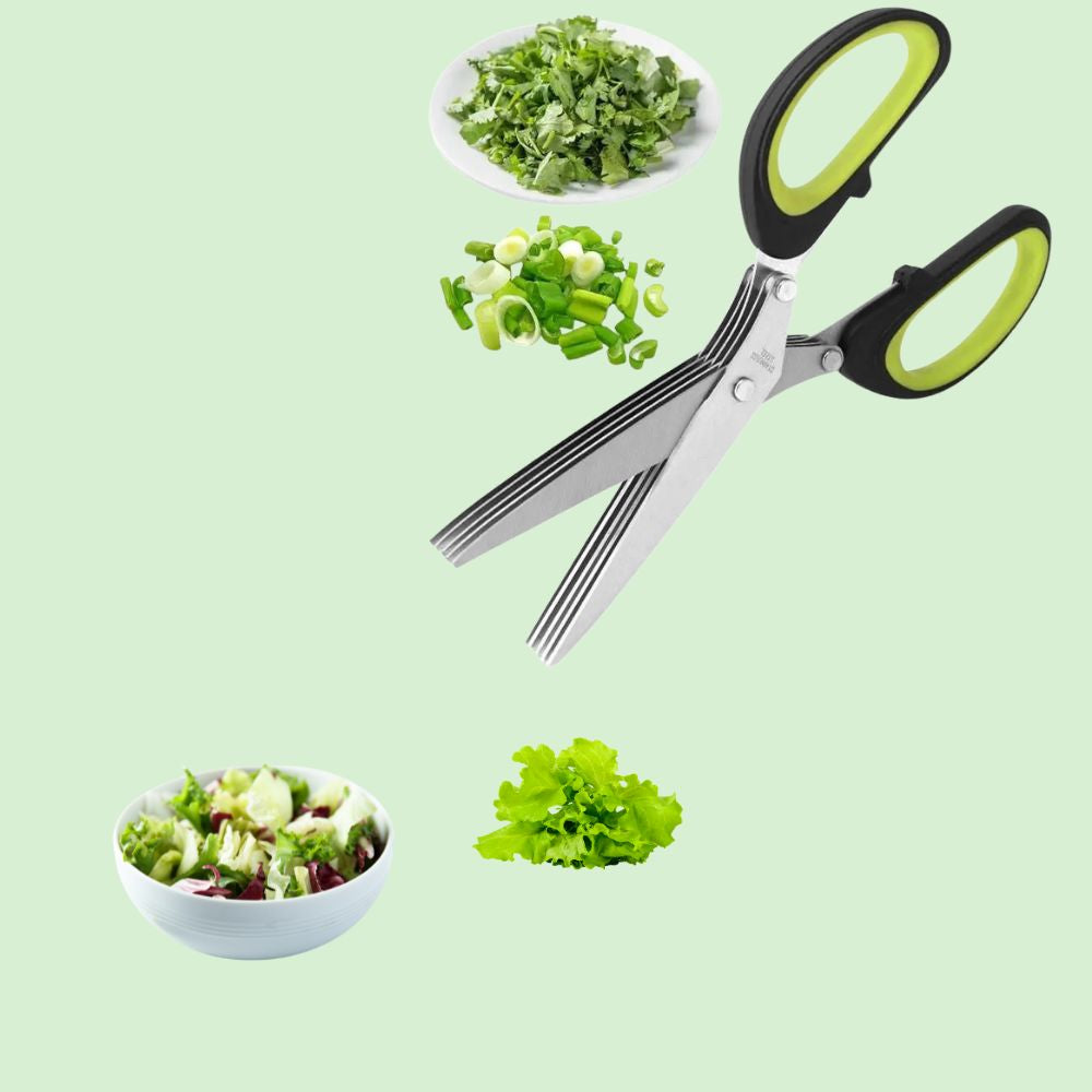 Ciseaux de cuisine 5 lames compacts et pratiques pour préparer rapidement herbes et salades 