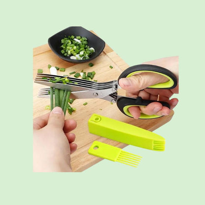 Ciseaux de cuisine 5 lames en inox coupant de la ciboulette fraîche