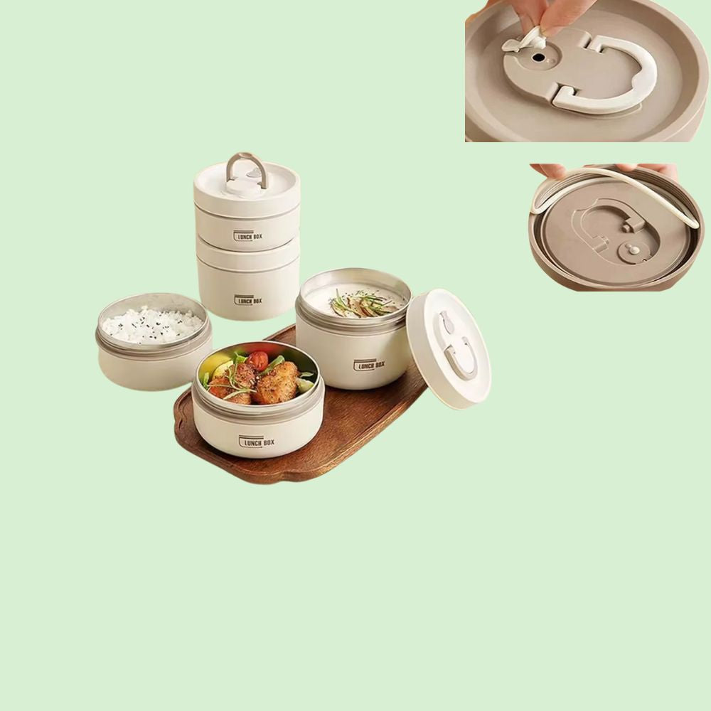 Contenants hermétiques et empilables en inoxque qui permet d'organiser les repas sans fuites ni mélange des saveurs