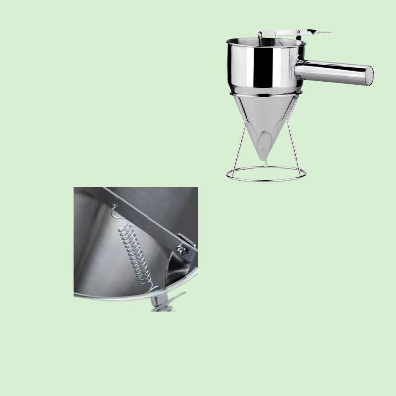 Distributeur de pâte en inox avec sa pièce séparée placée à côté