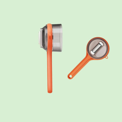 éplucheur avec bac récupérateur, produit présenté sur ses deux côtés