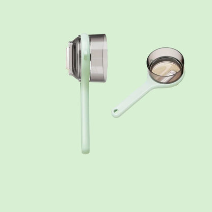 éplucheur avec bac récupérateur vert, produit présenté sur ses deux côtés