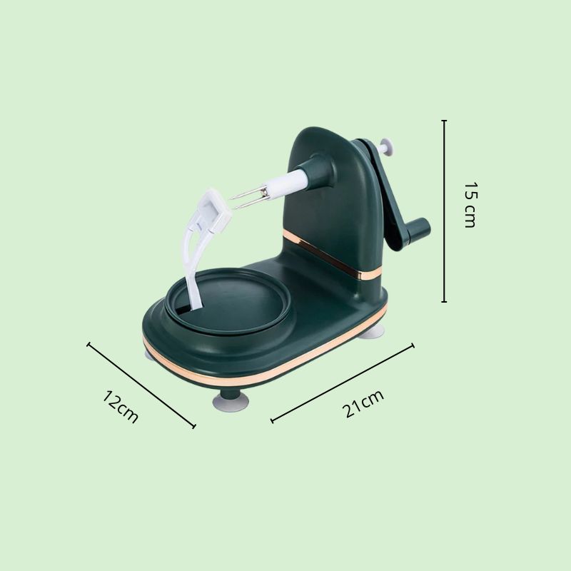 Éplucheur manuel multifonction avec dimensions détaillées, idéal pour éplucher pommes, poires et légumes