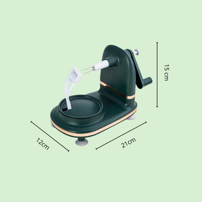 Éplucheur manuel multifonction avec dimensions détaillées, idéal pour éplucher pommes, poires et légumes