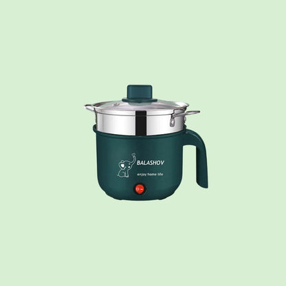Mini cuiseur électrique double couche posé seul, montrant ses paniers superposés pour cuisson à la vapeur.