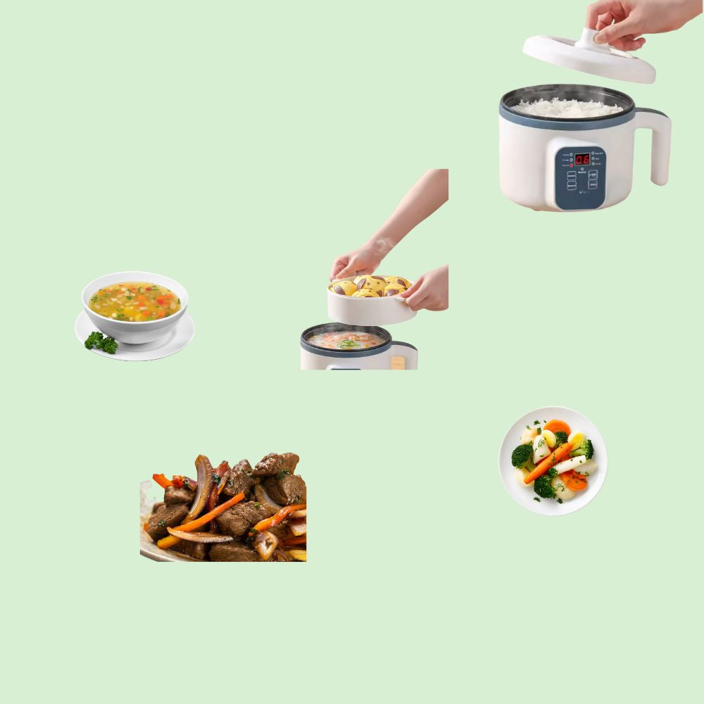 Mini cuiseur à riz   qui prépare  du riz, des soupes et des plats vapeur pour varier les recettes .