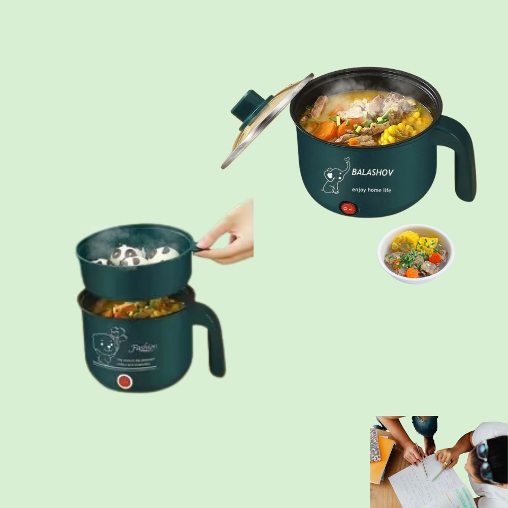 Deux mini cuiseurs préparant différents plats avec vapeur, pour des repas rapides et faciles en petit espace