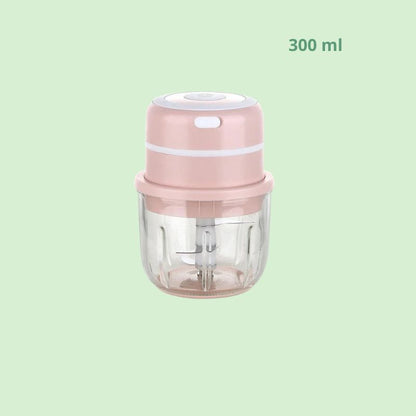 Mini hachoir électrique 300 ml de couleur rose, parfait pour hacher ail, oignon, carottes et autres légumes rapidement