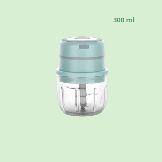 Mini hachoir électrique 300 ml de couleur verte, idéal pour hacher ail, oignon, carottes et autres légumes facilement