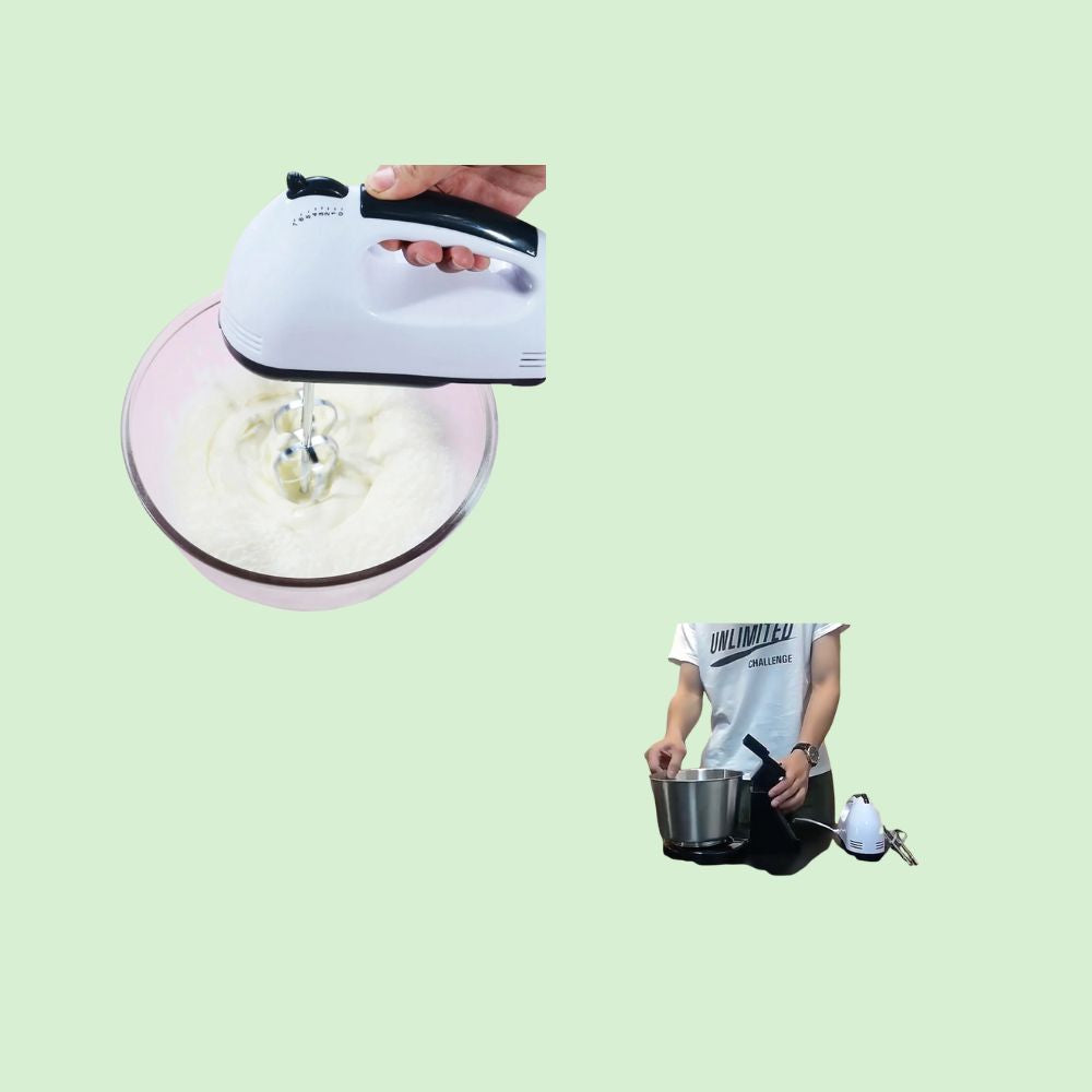 Mixeur multifonction avec 7 vitesses, bol pour fouetter, battre ou pétrir, et accessoires amovibles .