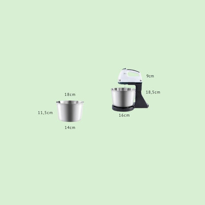 Mixeur multifonction avec dimensions détaillées : hauteur, largeur et capacité du bol pour préparation de recettes maison