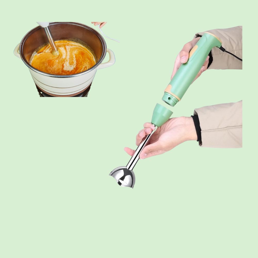 Mixeur plongeant multifonction utilisé avec poignée ergonomique pour cuisiner sans effort

