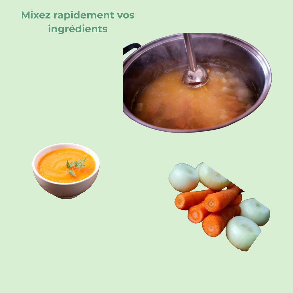 Mixeur plongeant multifonction mixant rapidement des ingrédients pour repas rapides
