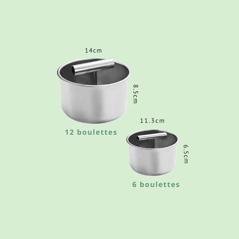 Moule à boulettes en inox combiné 6 et 12 trous, pratique pour préparer plusieurs boulettes rapidement et uniformément
