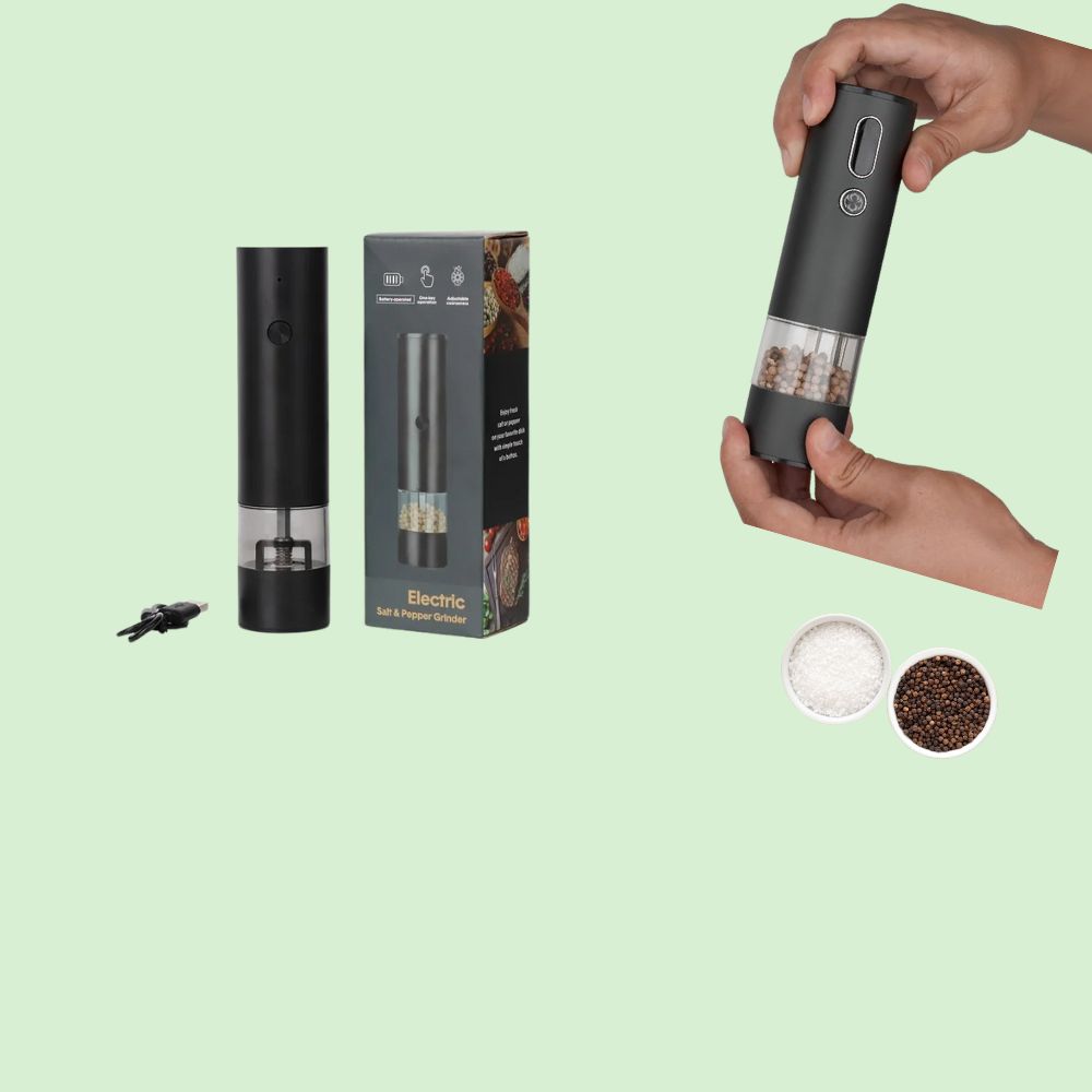 Moulin électrique sel et poivre USB avec packaging et présentation ergonomique, design moderne et grande capacité