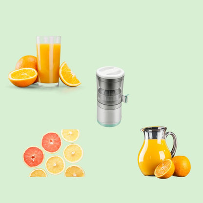 Presse-agrumes manuel à côté d’oranges et d’un verre de jus frais pour oranges
