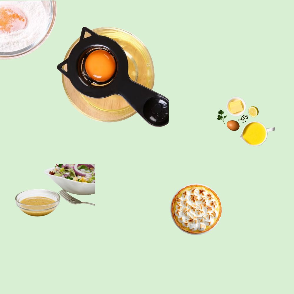 Séparateur d’œufs 2-en-1 polyvalent pour salades, pâtisseries et sauces maison, usage simple et propre