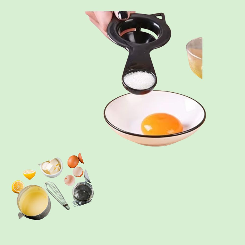 Séparateur d’œufs 2-en-1 garantissant un jaune et un blanc impeccables, idéal pour pâtisserie, omelettes et sauces